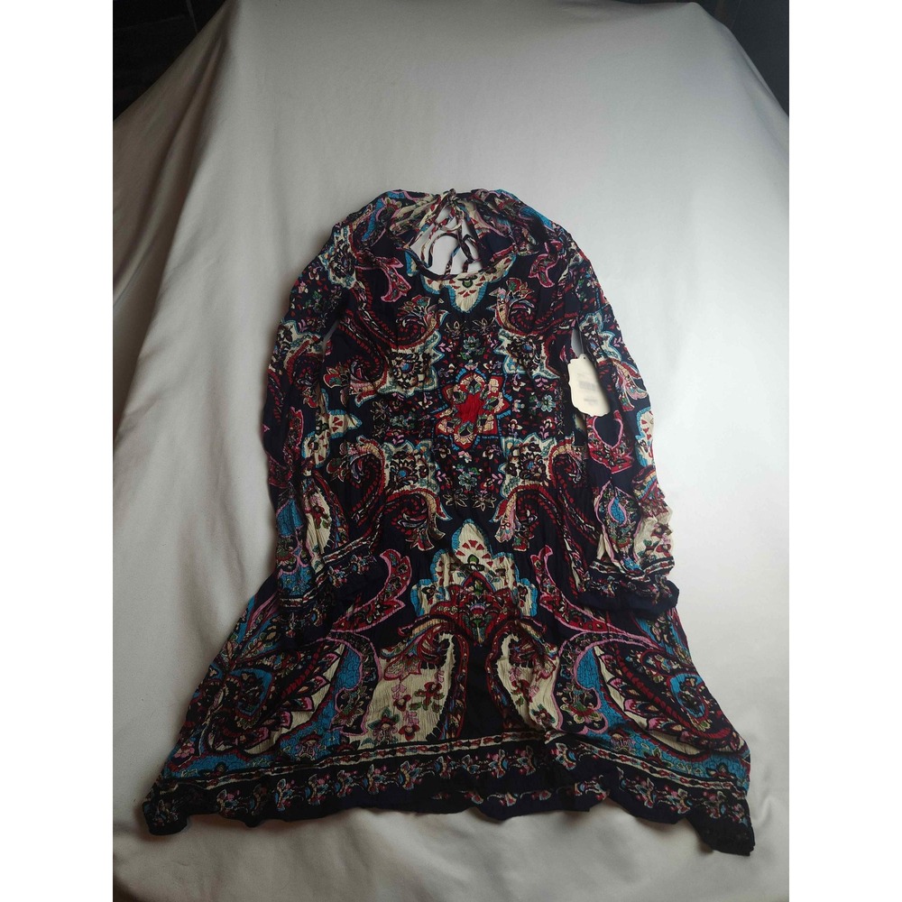 Altard State Womens Paisley Floral Mini Dress Long Sleeve Boho Medium